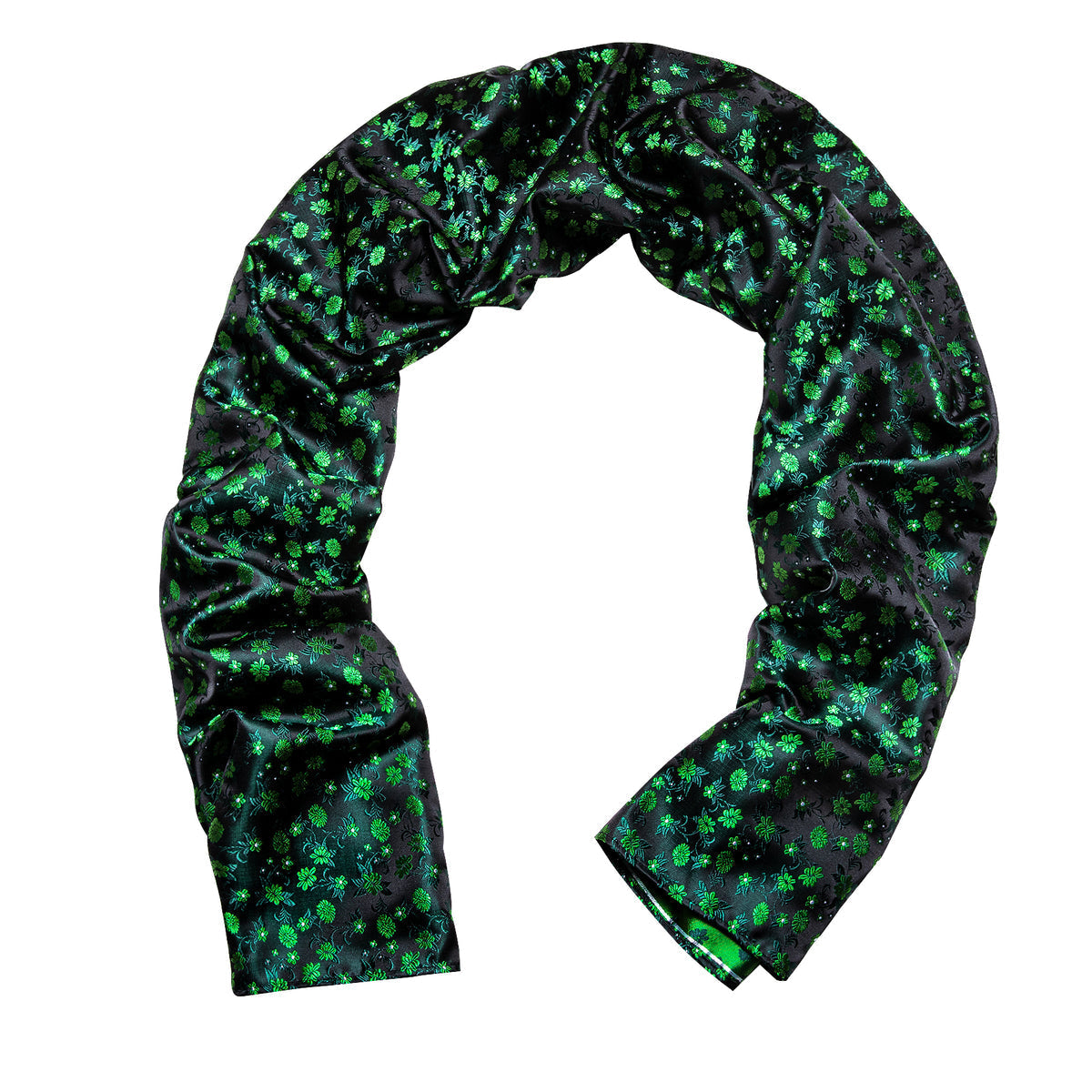 Bright Green Flower Silk Scarf - GentCrest - View 4