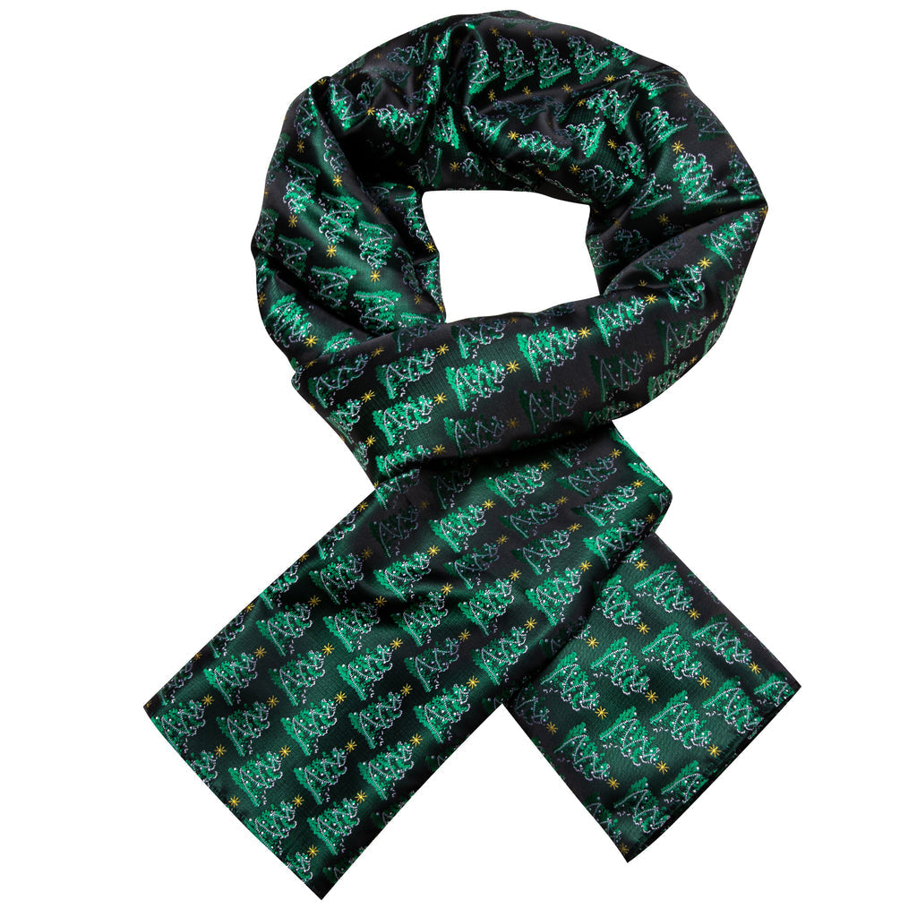 Green Christmas Tree Pattern Silk Scarf - GentCrest - View 3