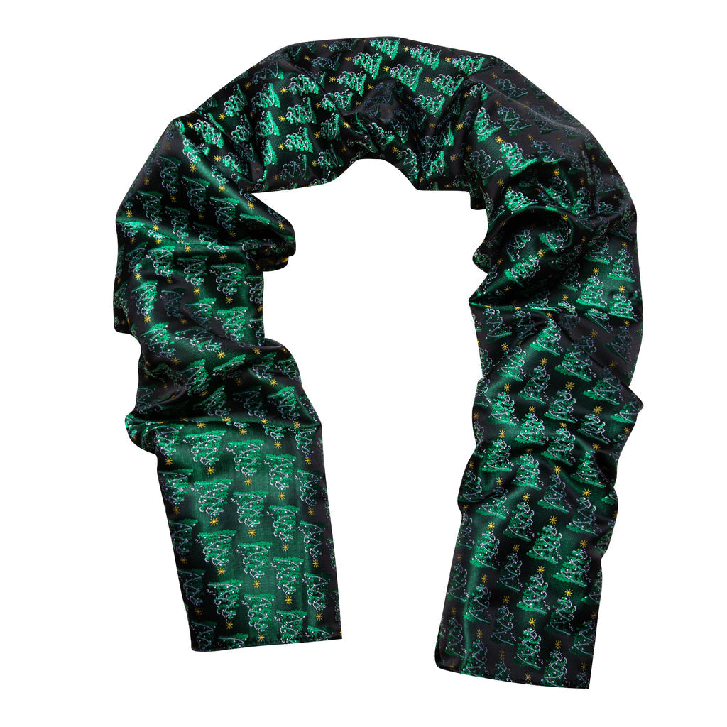 Green Christmas Tree Pattern Silk Scarf - GentCrest - View 4