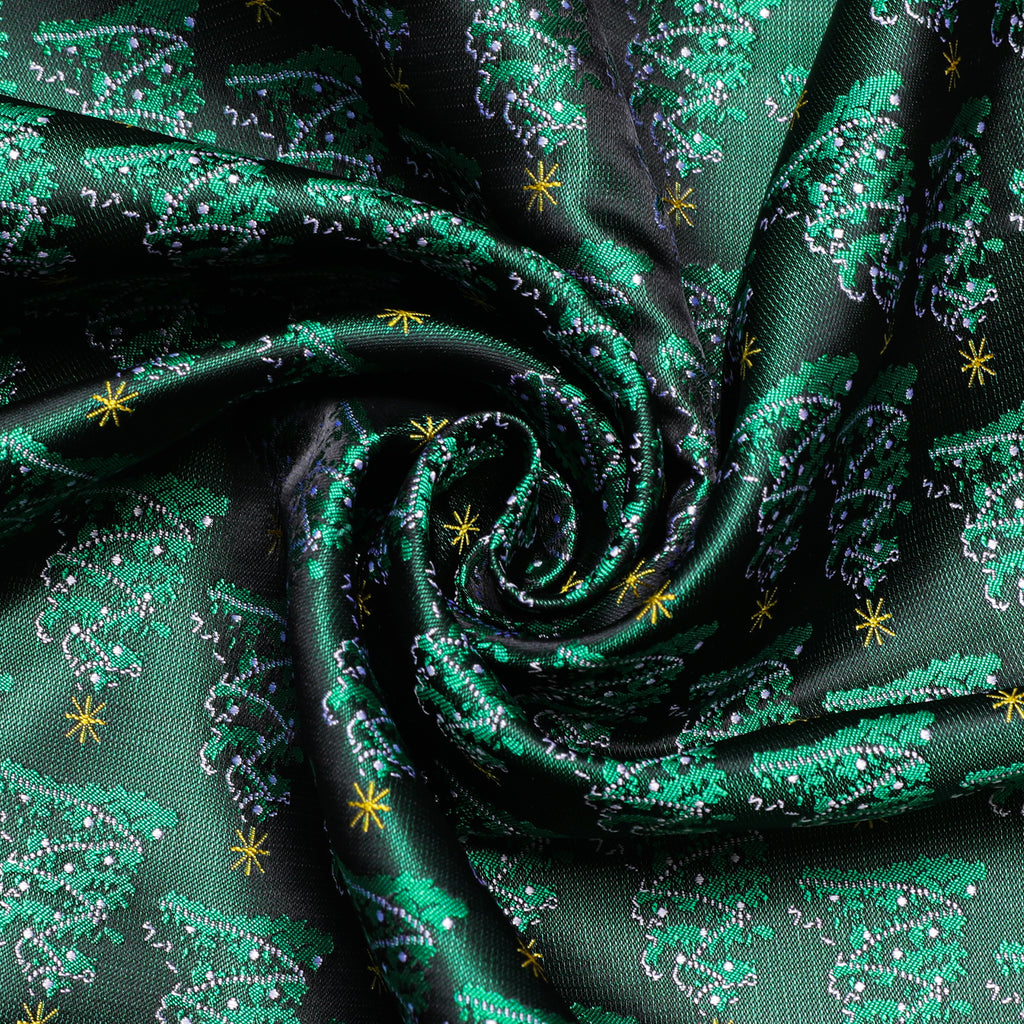 Green Christmas Tree Pattern Silk Scarf - GentCrest - View 5