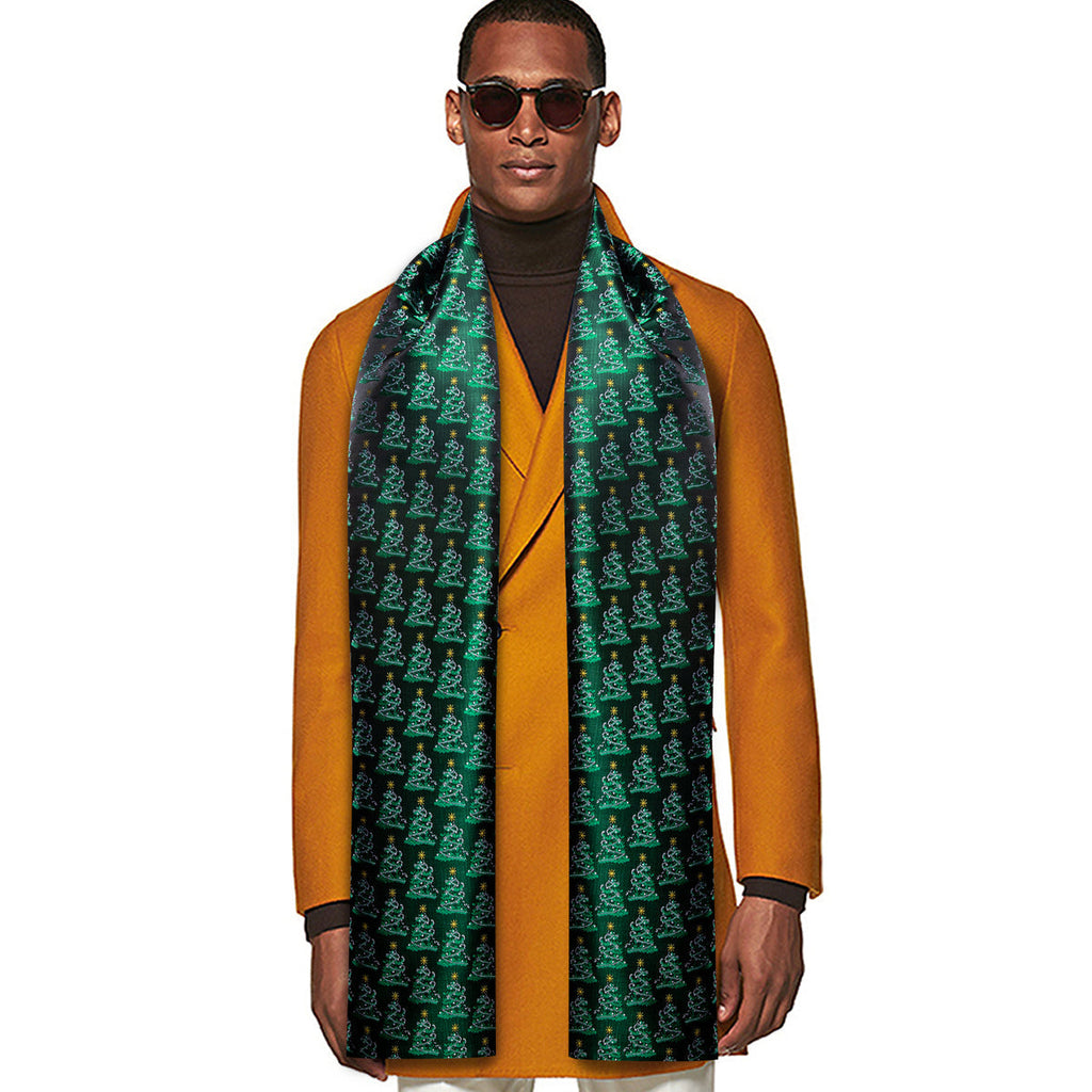 Green Christmas Tree Pattern Silk Scarf - GentCrest