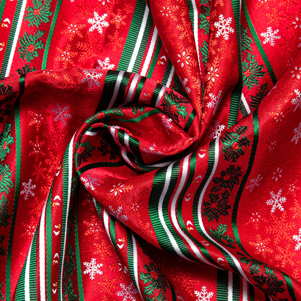 Red and White with Christmas Snowflake Pattern Silk Scarf - GentCrest - View 3