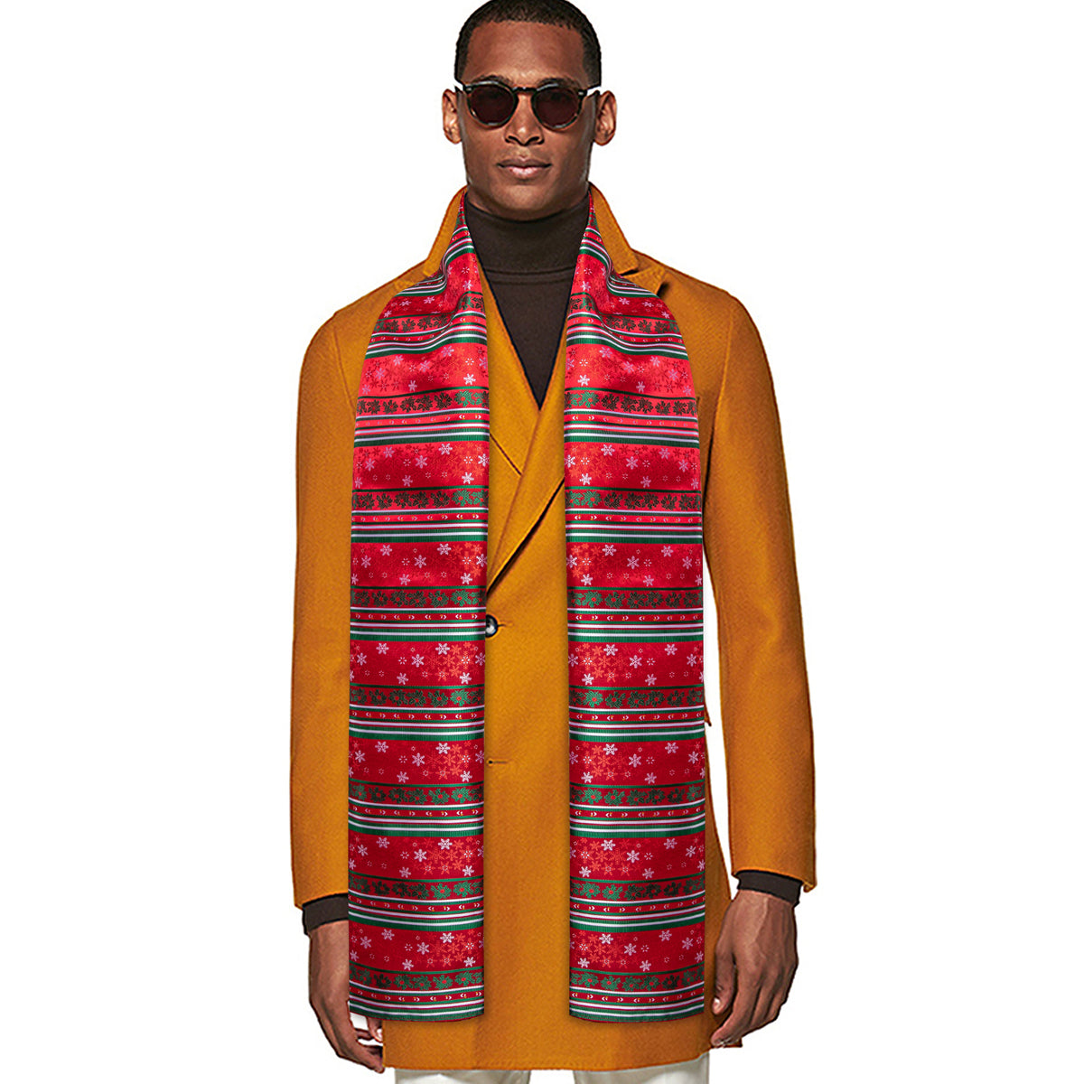 Red and White with Christmas Snowflake Pattern Silk Scarf - GentCrest