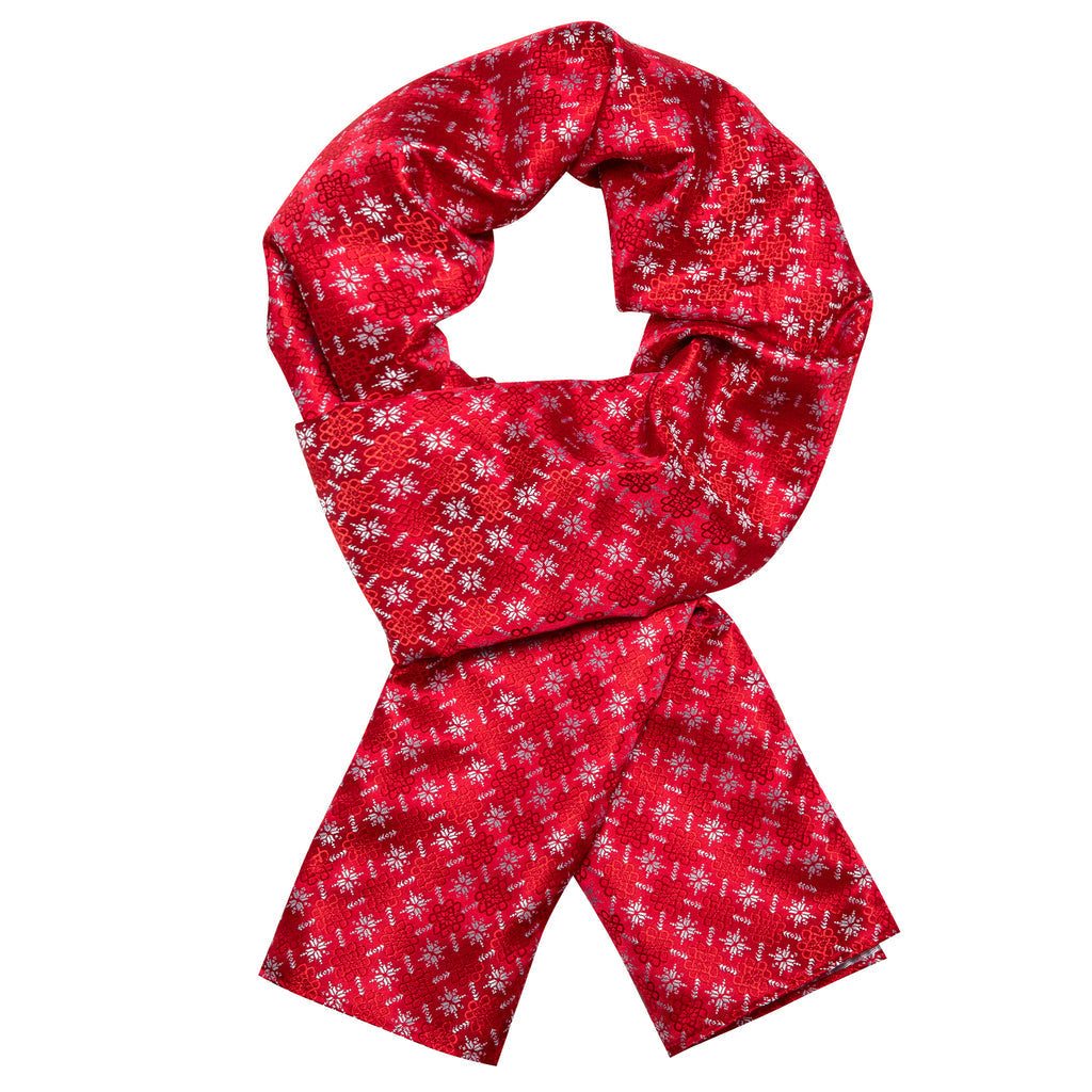 Red and White Christmas with Festive Pattern Silk Scarf - GentCrest - View 2