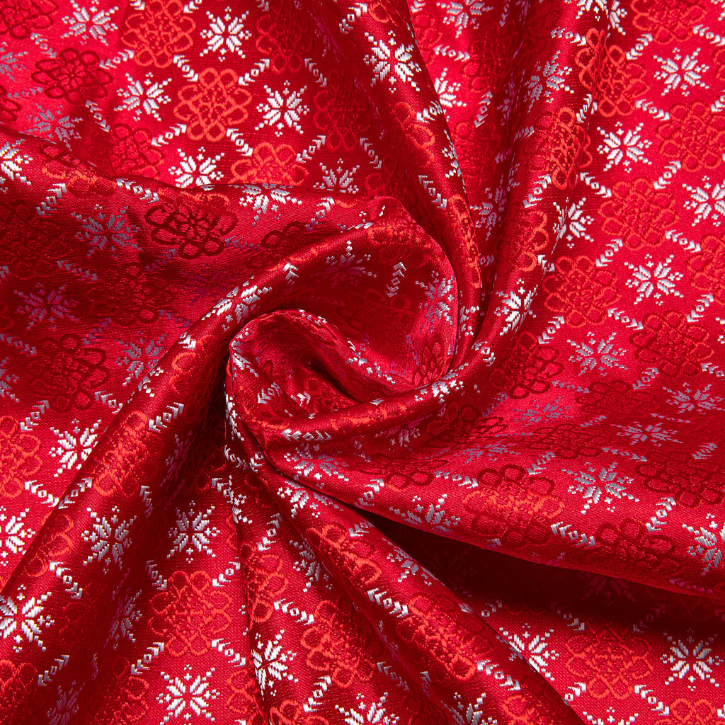Red and White Christmas with Festive Pattern Silk Scarf - GentCrest - View 3