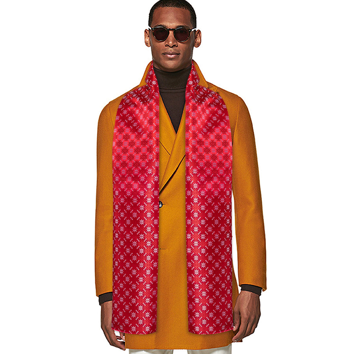 Red and White Christmas with Festive Pattern Silk Scarf - GentCrest