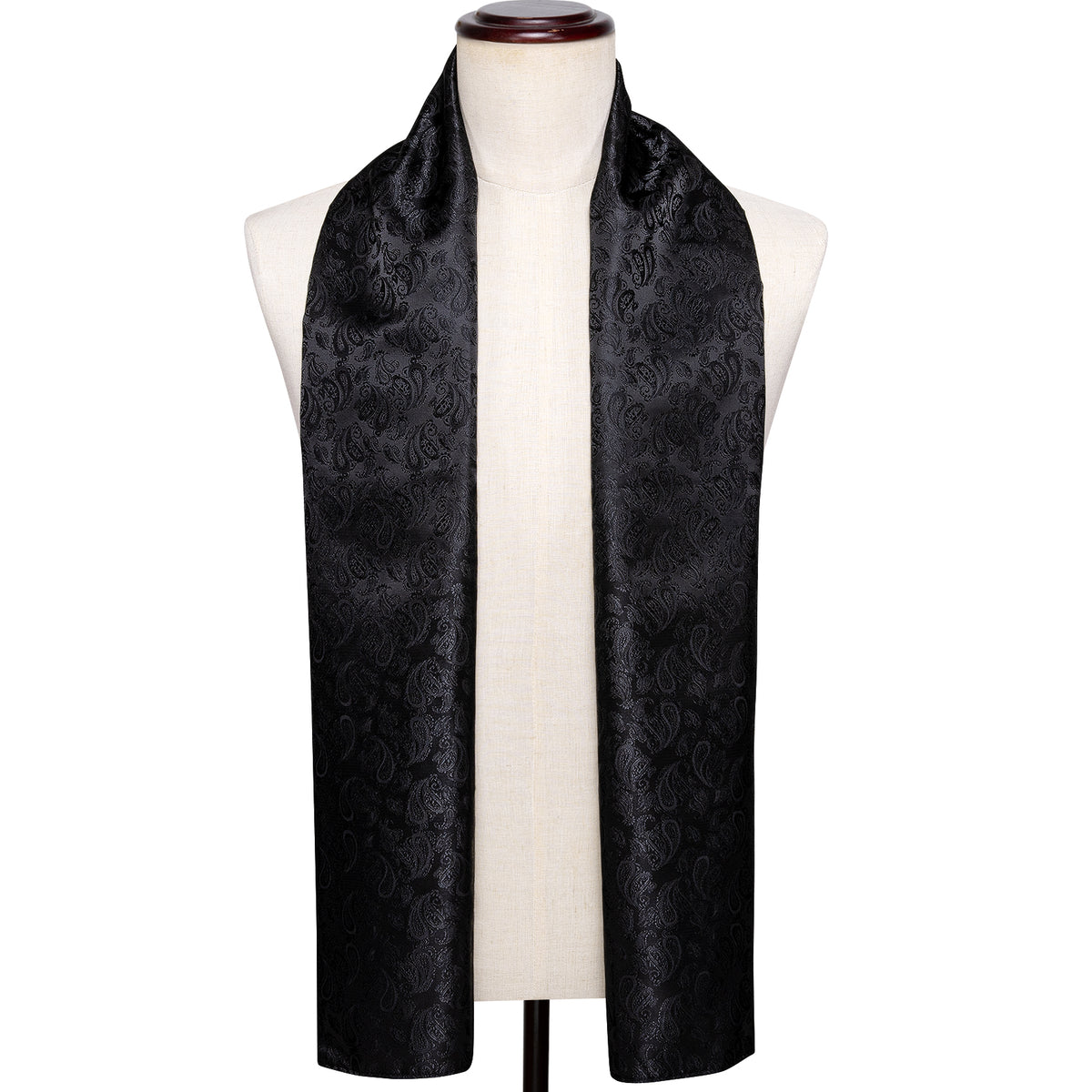 Luxury Black Paisley Silk Scarf - GentCrest