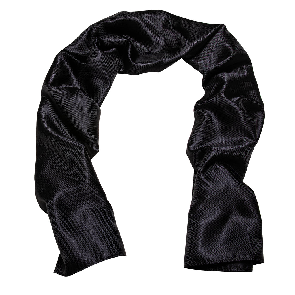 Luxury Black Solid Silk Scarf - GentCrest - View 4