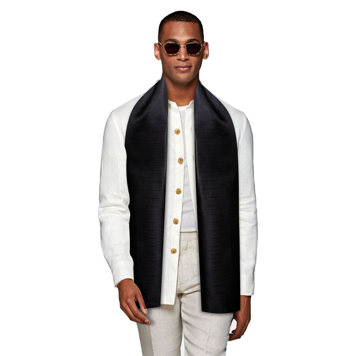 Luxury Black Solid Silk Scarf - GentCrest