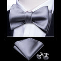 Silver Gray Bow Tie Set - GentCrest