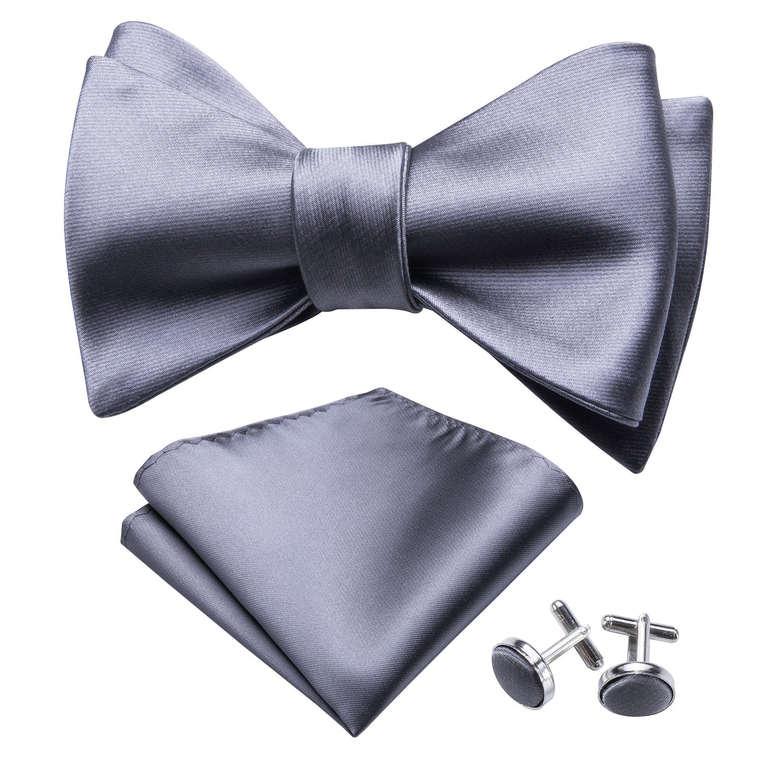 Silver Gray Bow Tie Set - GentCrest - View 2