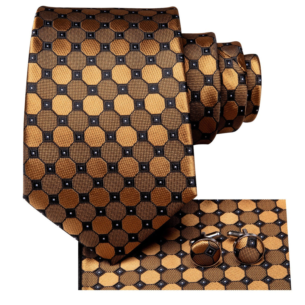 Golden Plaid Silk Tie Set - GentCrest - View 2