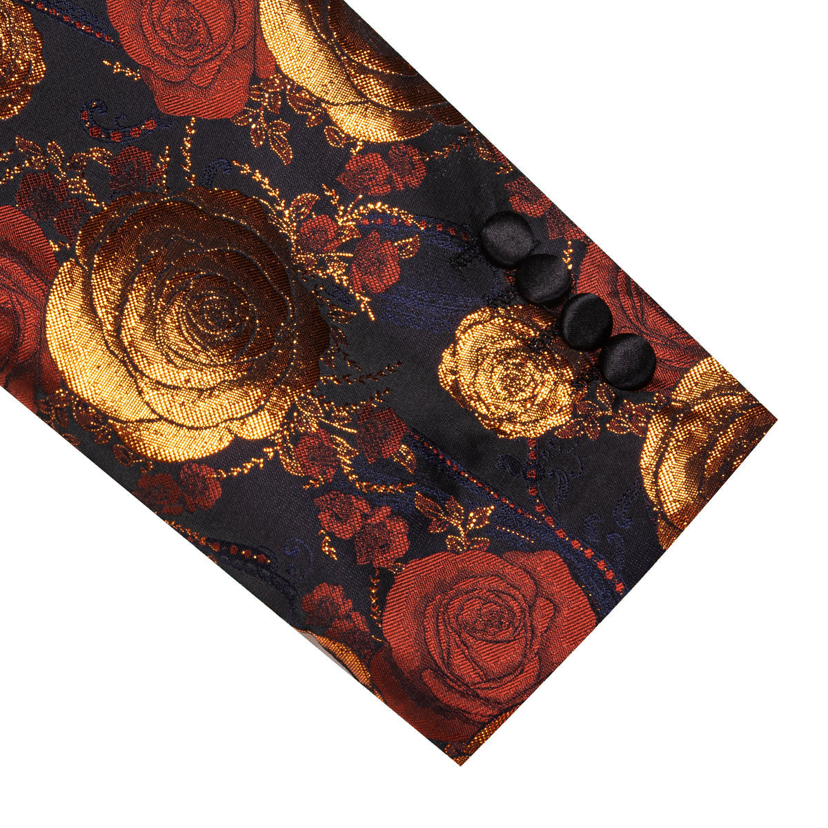Orange and Navy Floral Tuxedo Jacket - GentCrest - View 9