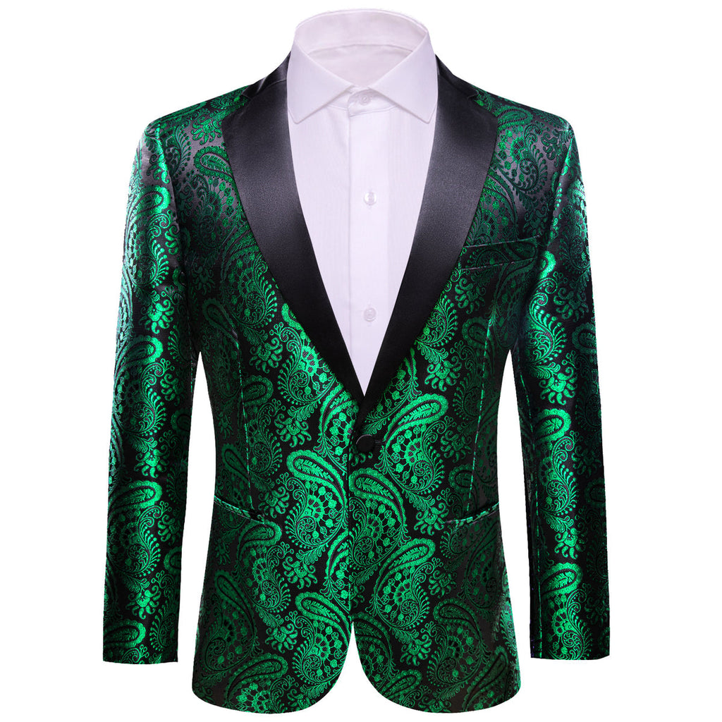 Green and Black Paisley Tuxedo Jacket - GentCrest