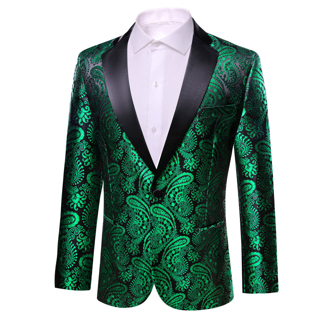 Green and Black Paisley Tuxedo Jacket - GentCrest - View 2