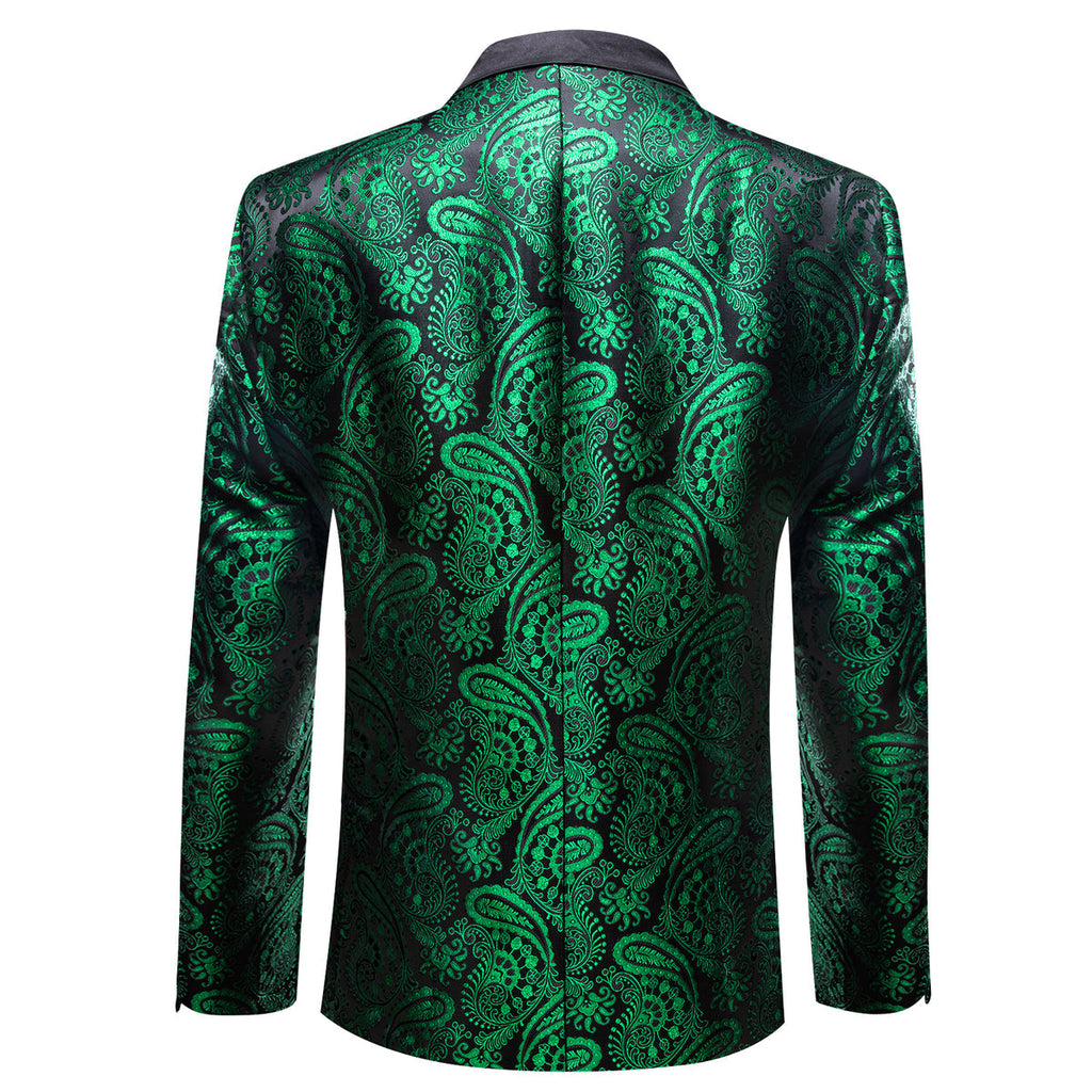 Green and Black Paisley Tuxedo Jacket - GentCrest - View 3