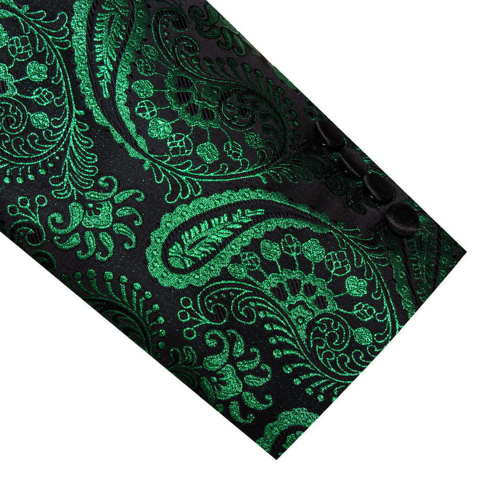 Green and Black Paisley Tuxedo Jacket - GentCrest - View 5