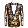 Floral Black & Gold Tuxedo Jacket - GentCrest