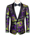 Floral Black, Green & Purple Tuxedo Jacket - GentCrest