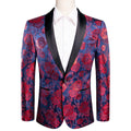 Blue and Red Floral Tuxedo Jacket - GentCrest