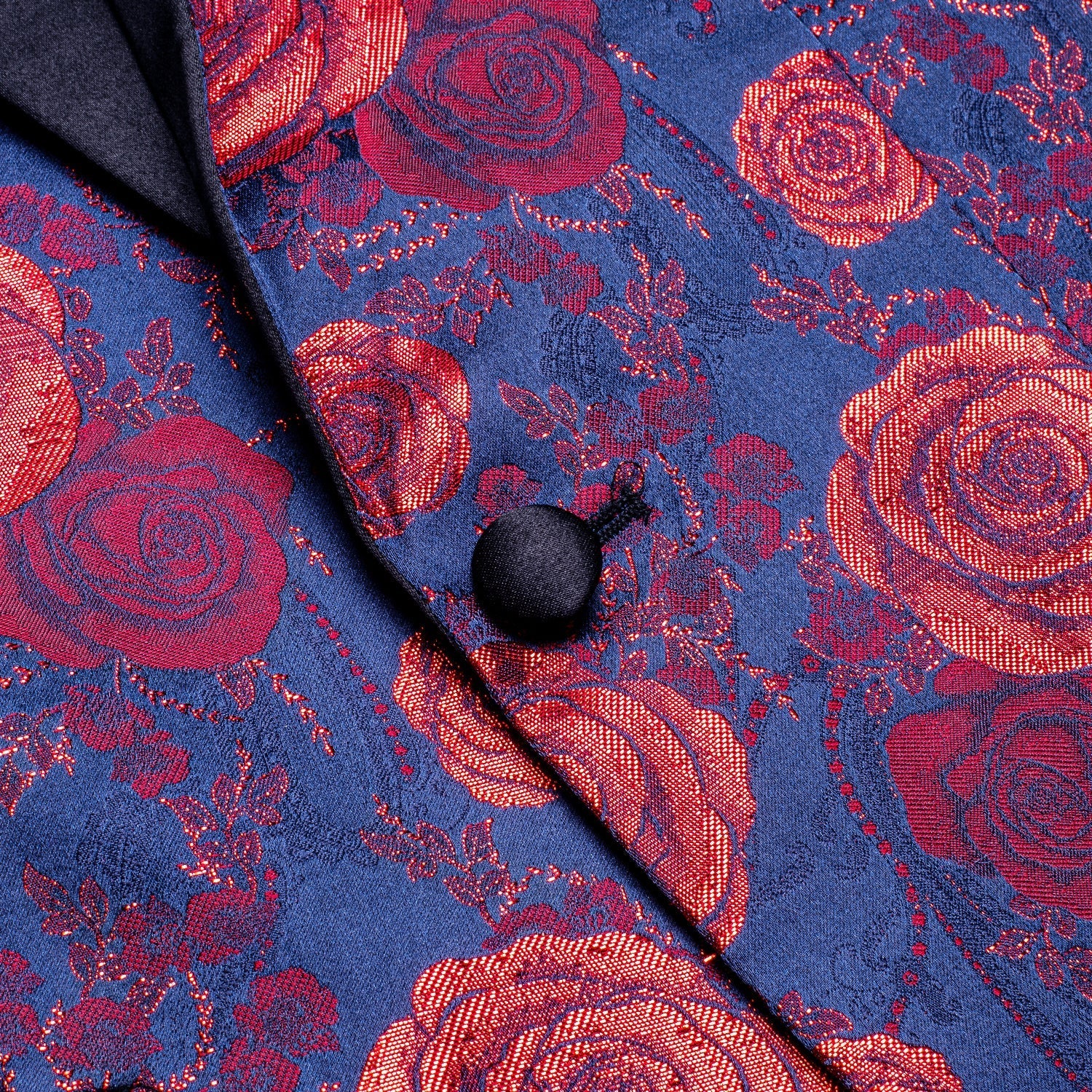Blue and Red Floral Tuxedo Jacket - GentCrest - View 3