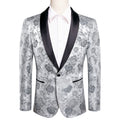 Silver Roses Floral Tuxedo Jacket - GentCrest