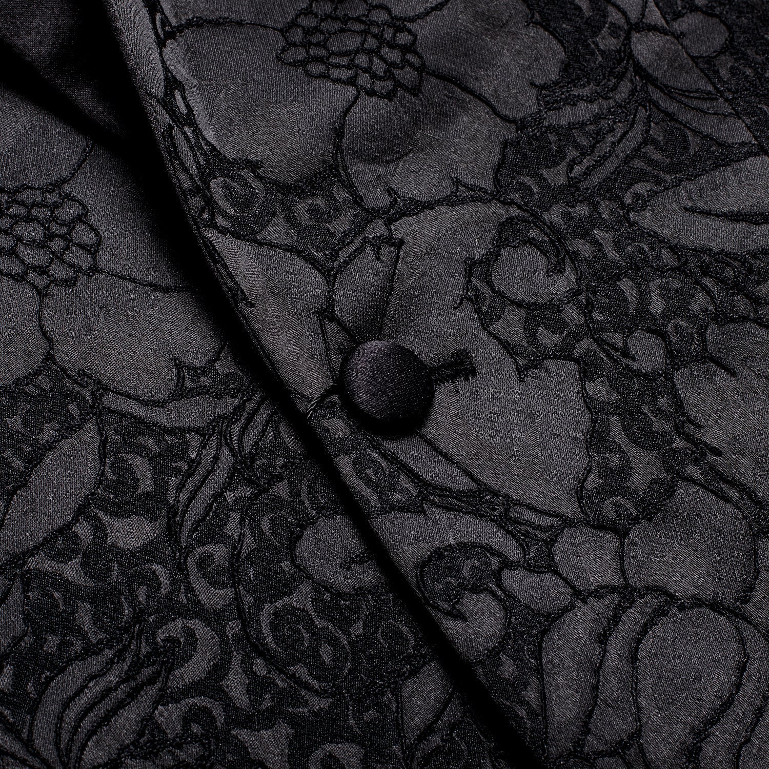 Black Embroidered Floral Tuxedo Jacket - GentCrest - View 4