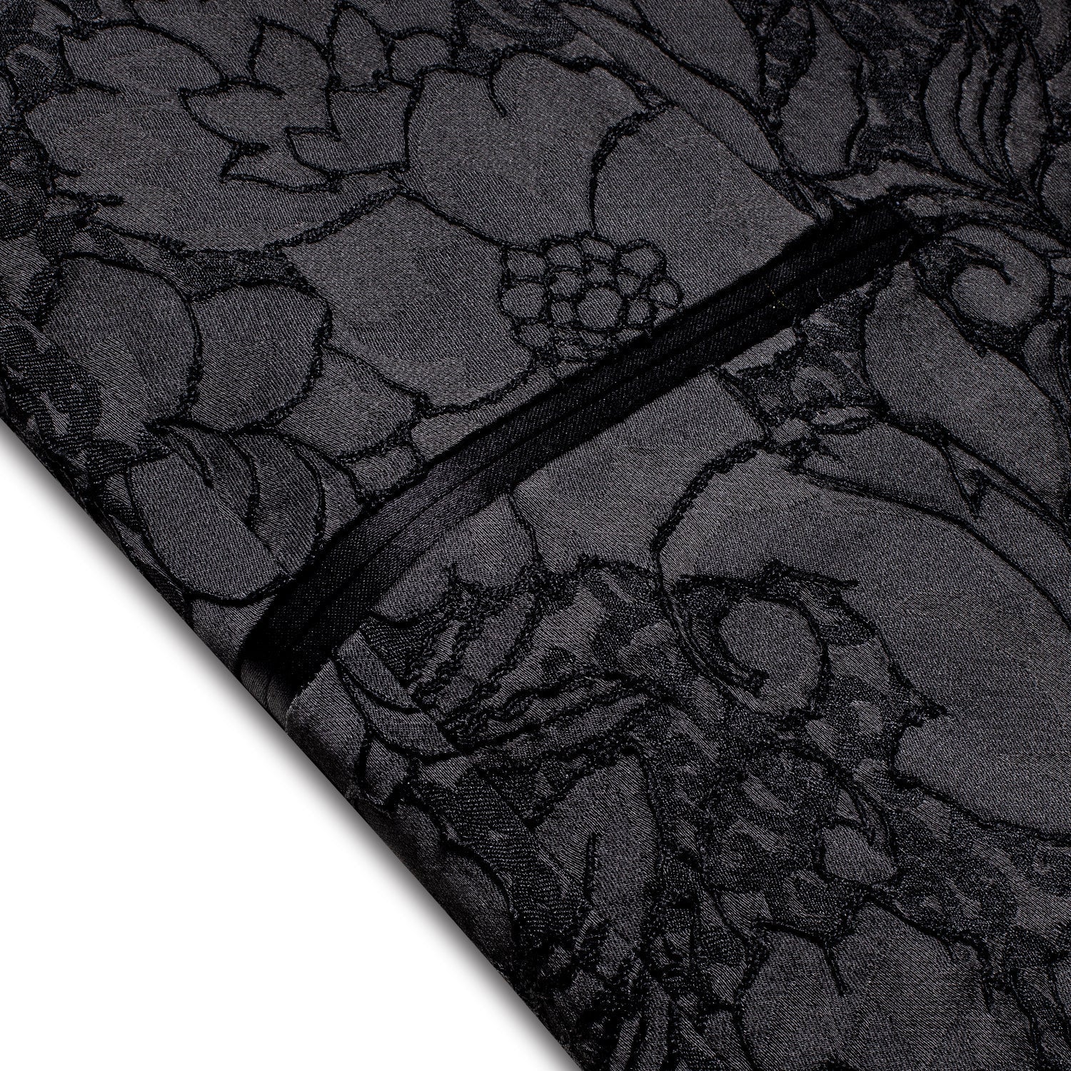 Black Embroidered Floral Tuxedo Jacket - GentCrest - View 5