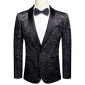 Black Embroidered Floral Tuxedo Jacket - GentCrest