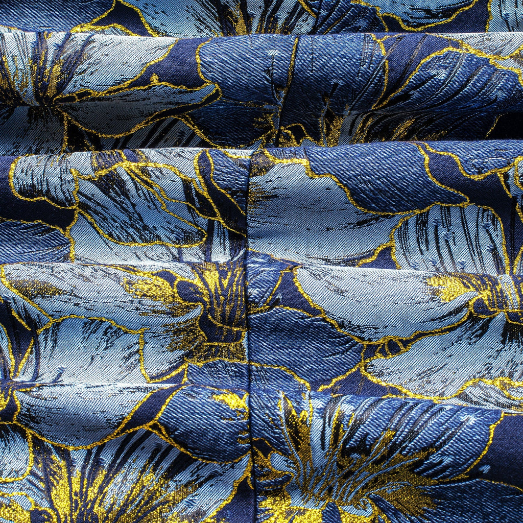 Blue and Yellow Embroidered Floral Tuxedo Jacket - GentCrest - View 7