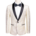 Champagne Embroidered Floral Tuxedo Jacket - GentCrest