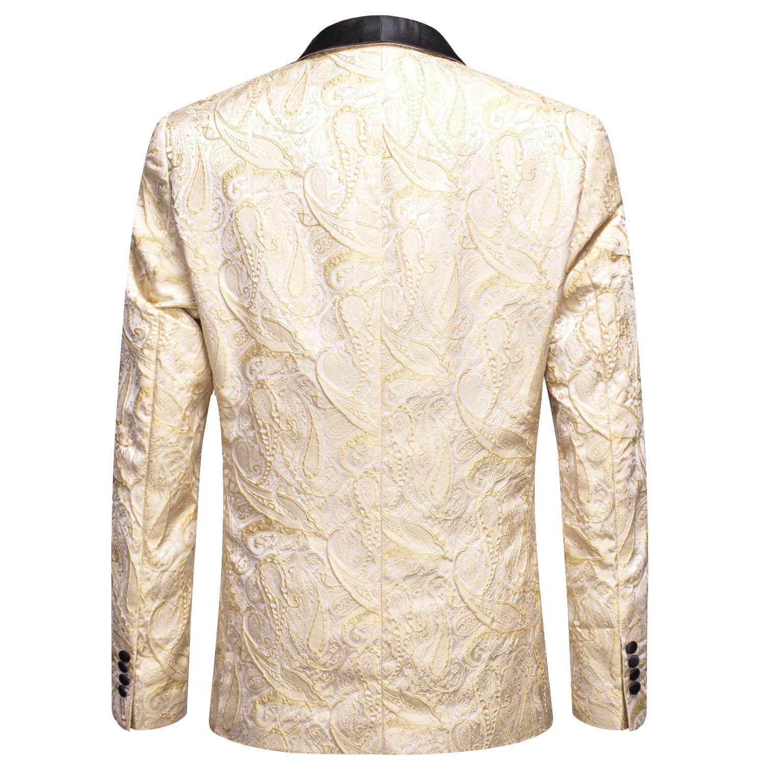 Khaki Embroidered Floral Tuxedo Jacket - GentCrest - View 2