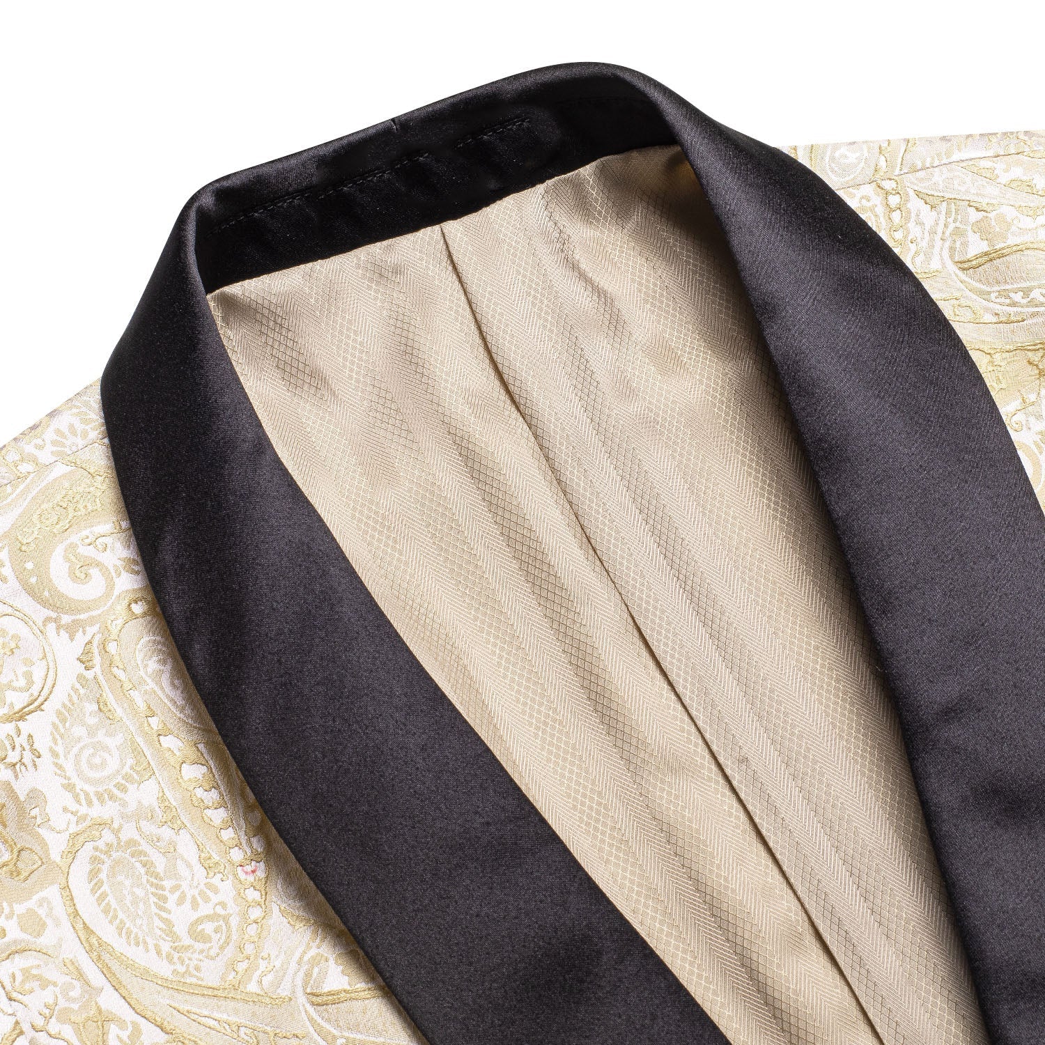 Khaki Embroidered Floral Tuxedo Jacket - GentCrest - View 3