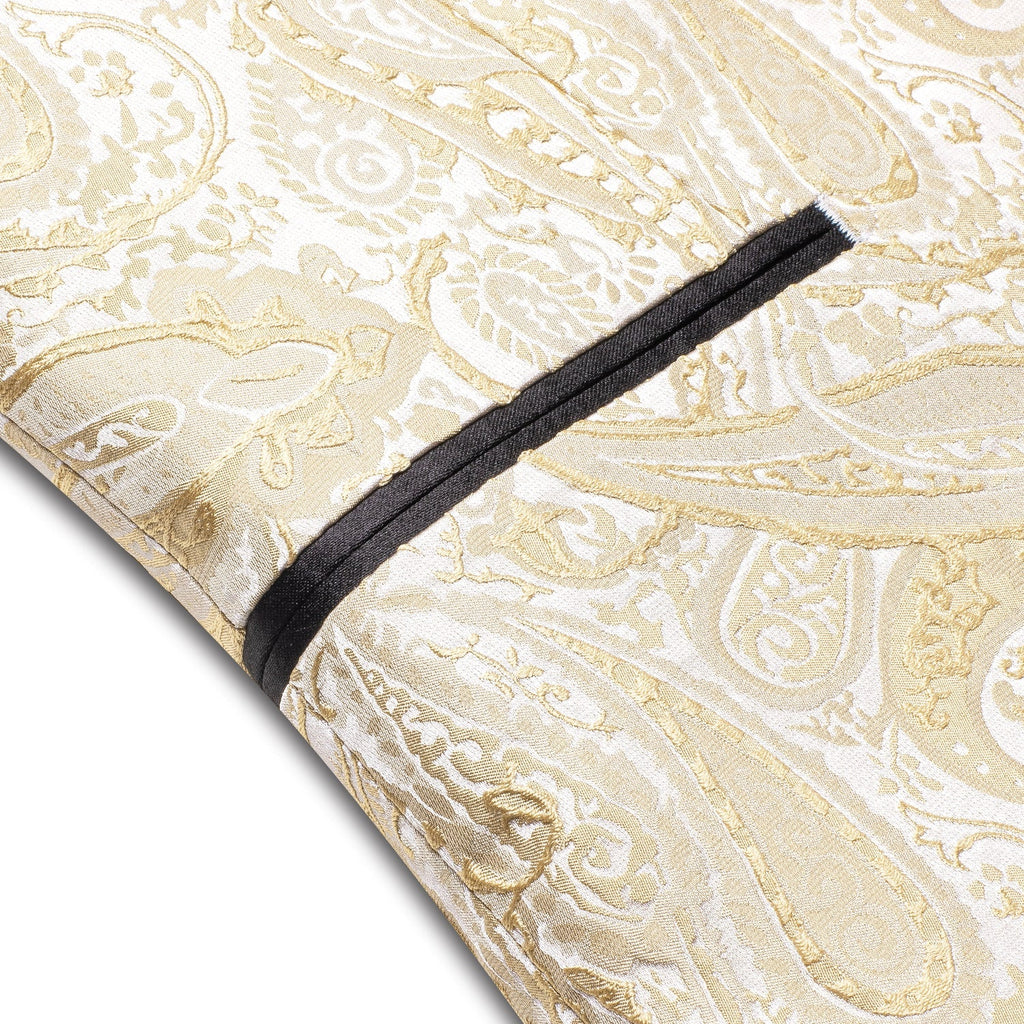 Khaki Embroidered Floral Tuxedo Jacket - GentCrest - View 5