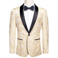 Khaki Embroidered Floral Tuxedo Jacket - GentCrest
