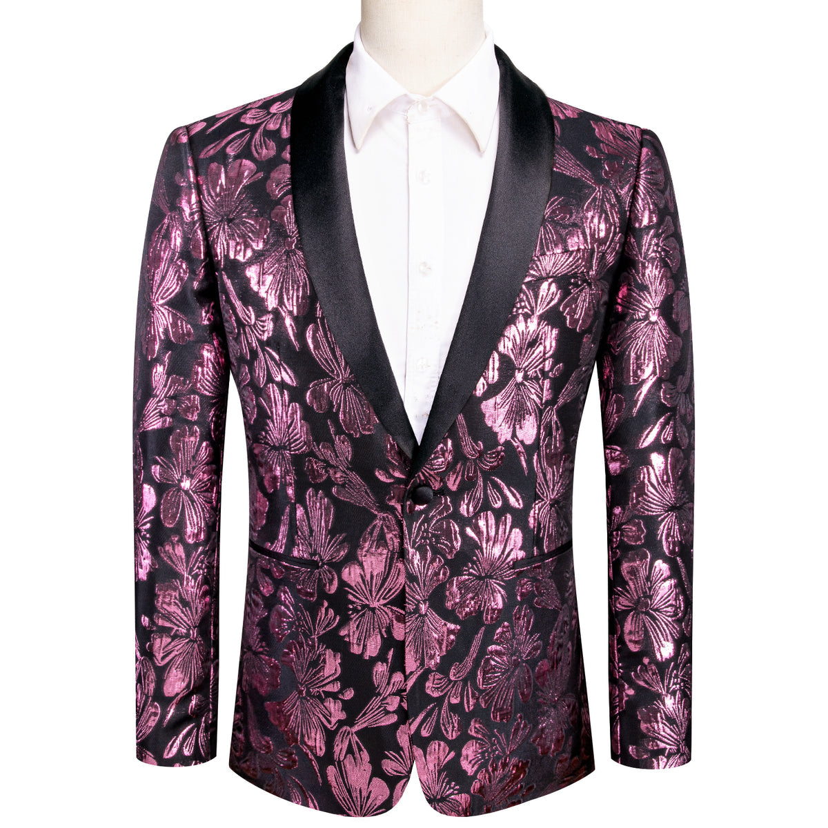 Pink Floral Tuxedo Jacket - GentCrest - View 2