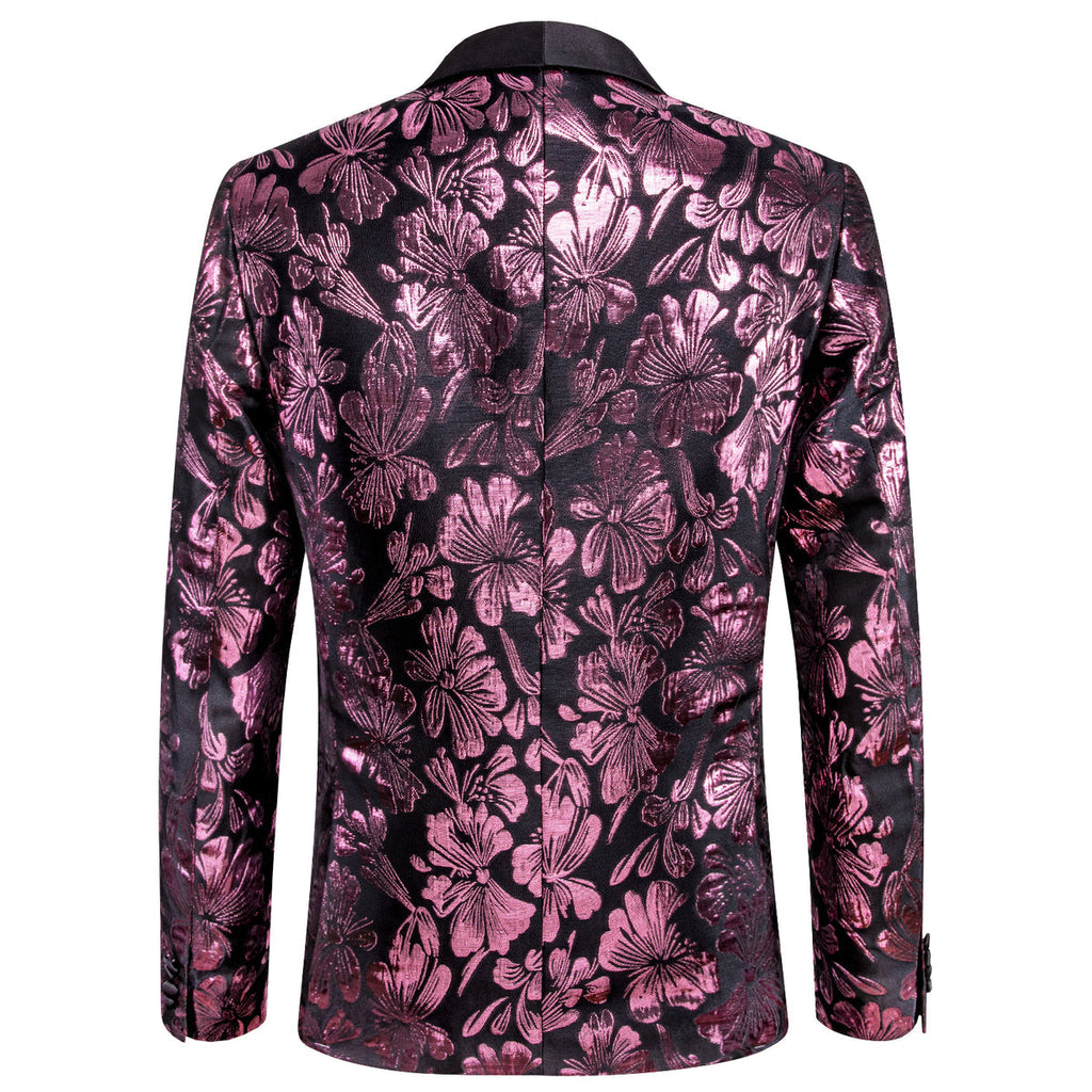 Pink Floral Tuxedo Jacket - GentCrest - View 3