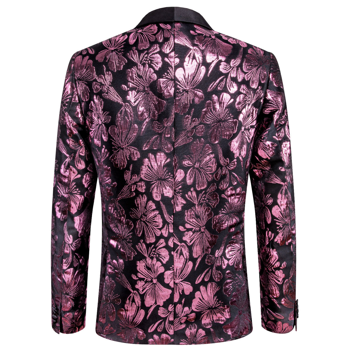Pink Floral Tuxedo Jacket - GentCrest - View 3