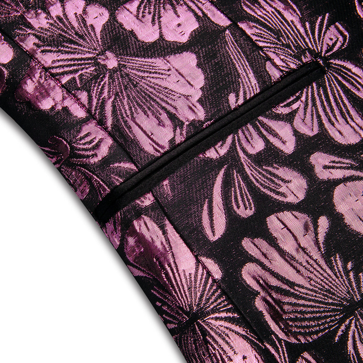 Pink Floral Tuxedo Jacket - GentCrest - View 6