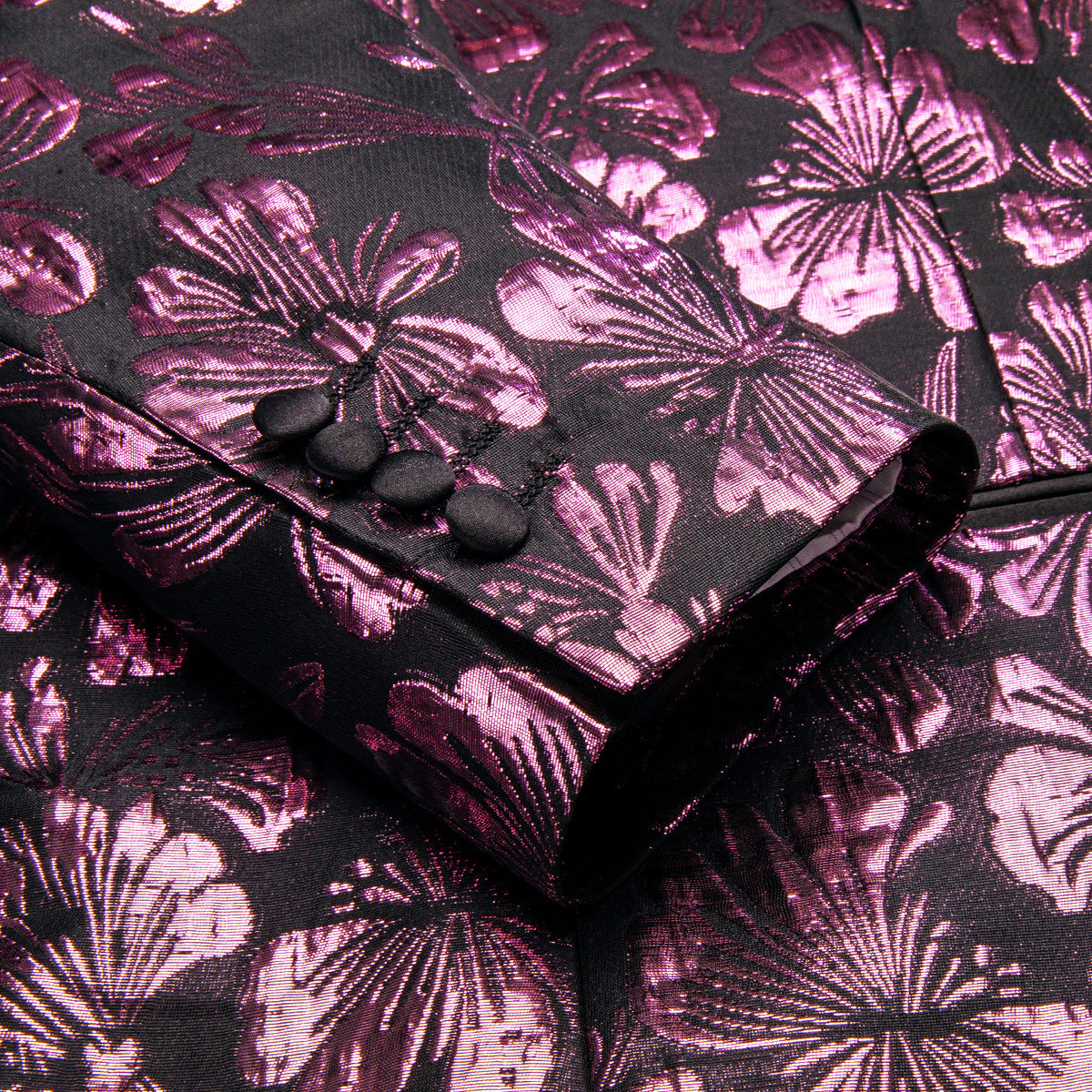 Pink Floral Tuxedo Jacket - GentCrest - View 8