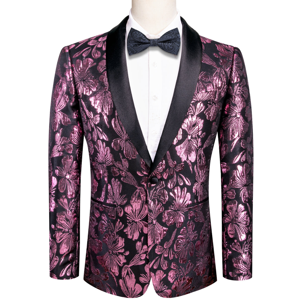 Pink Floral Tuxedo Jacket - GentCrest