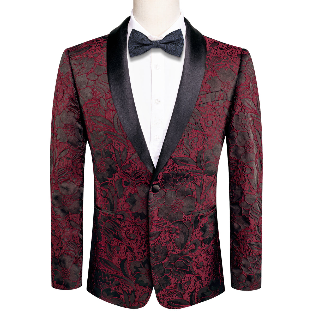 Brown and Red Floral Tuxedo Jacket - GentCrest
