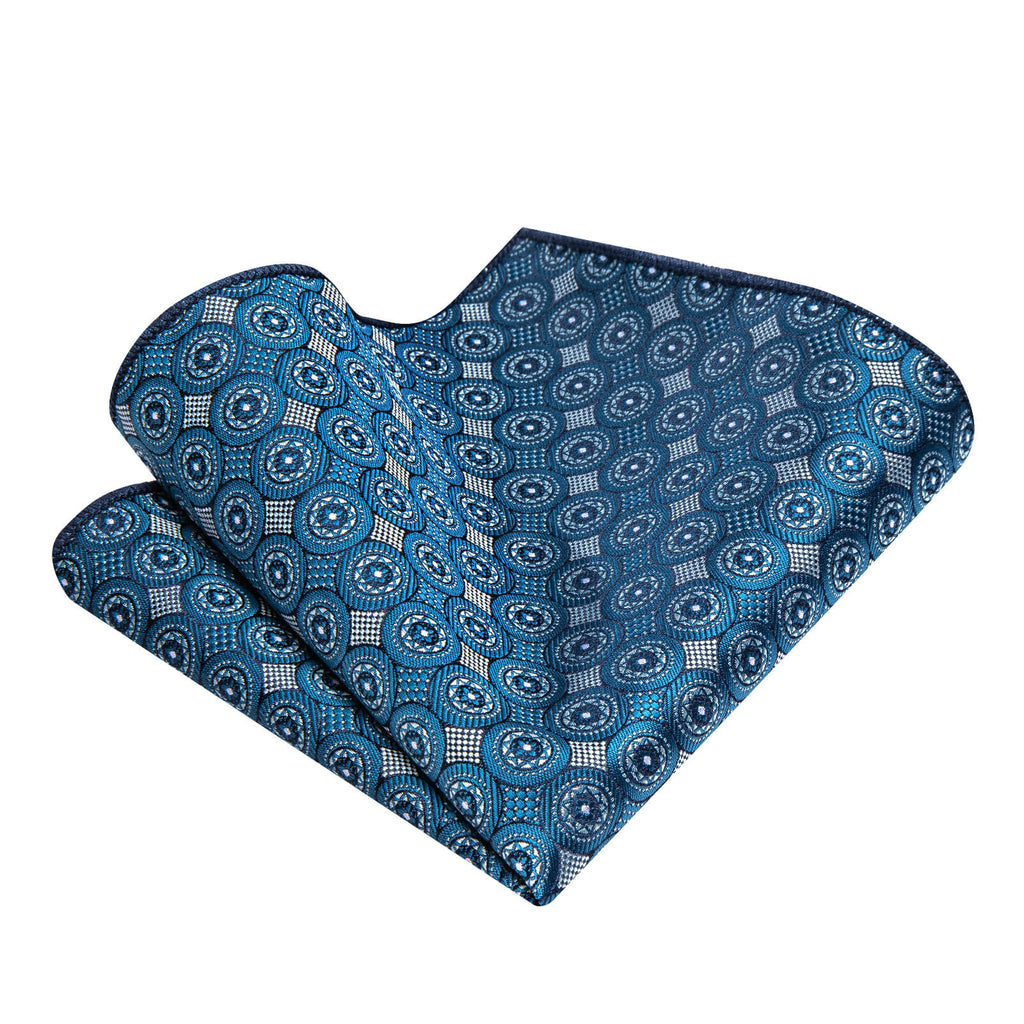 GentCrest Blue Geometric Tie Hanky Cufflinks Set - Image 2