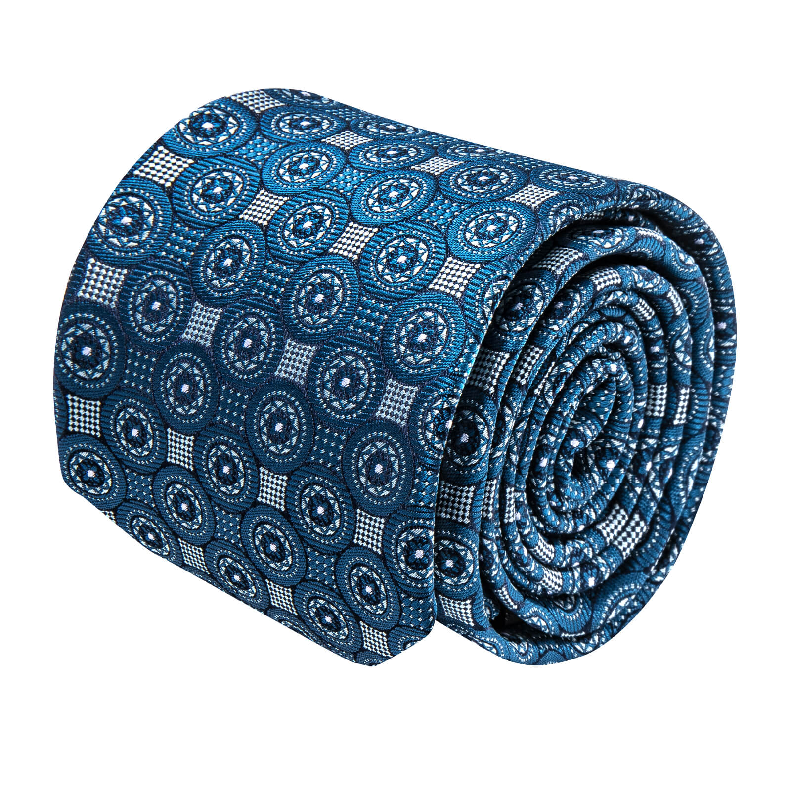 GentCrest Blue Geometric Tie Hanky Cufflinks Set - Image 3