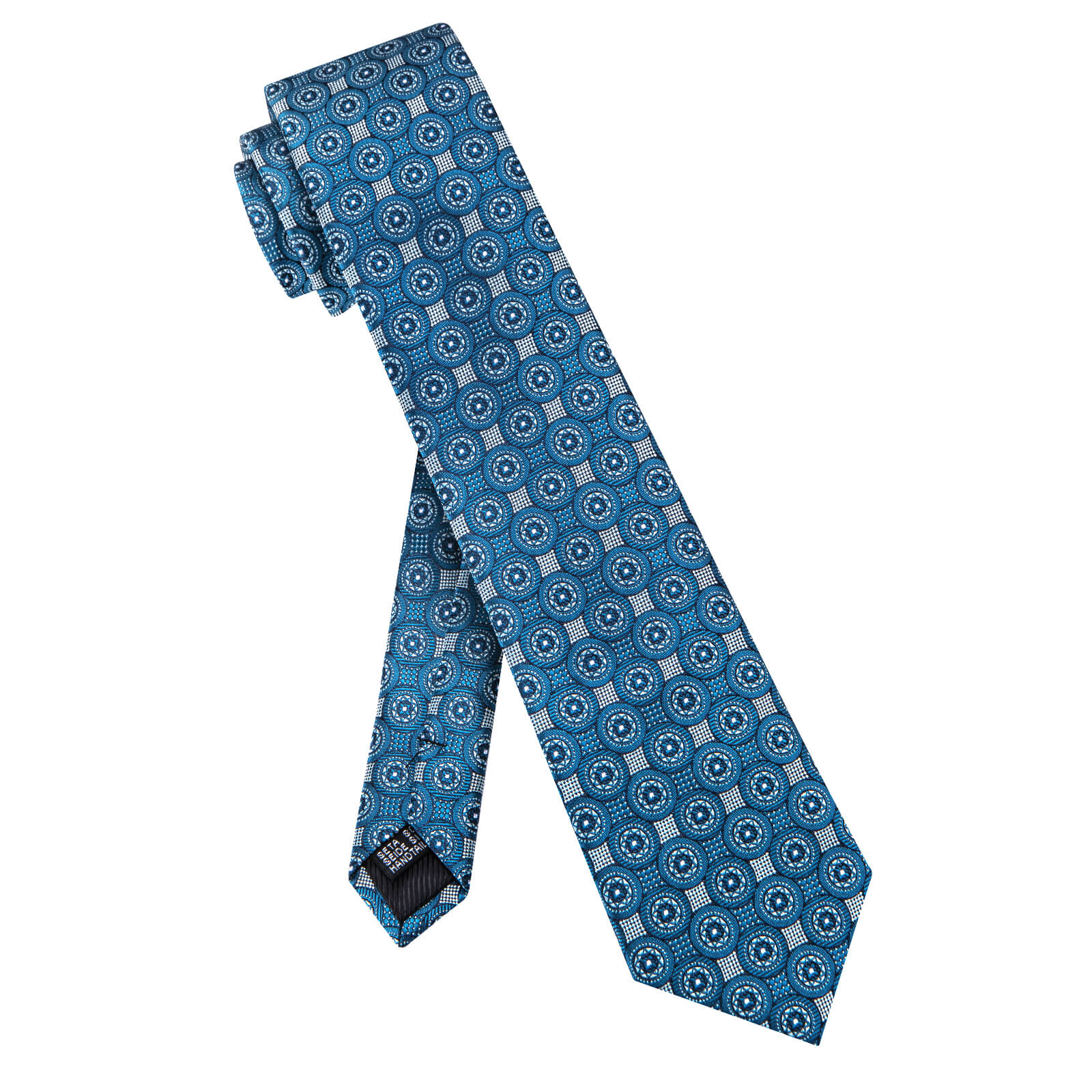 GentCrest Blue Geometric Tie Hanky Cufflinks Set - Image 4