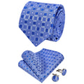 GentCrest Blue Plaid Tie Hanky Cufflinks Set - Image 1