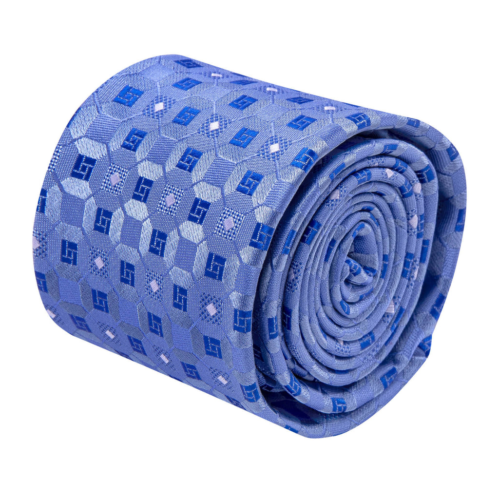 GentCrest Blue Plaid Tie Hanky Cufflinks Set - Image 3