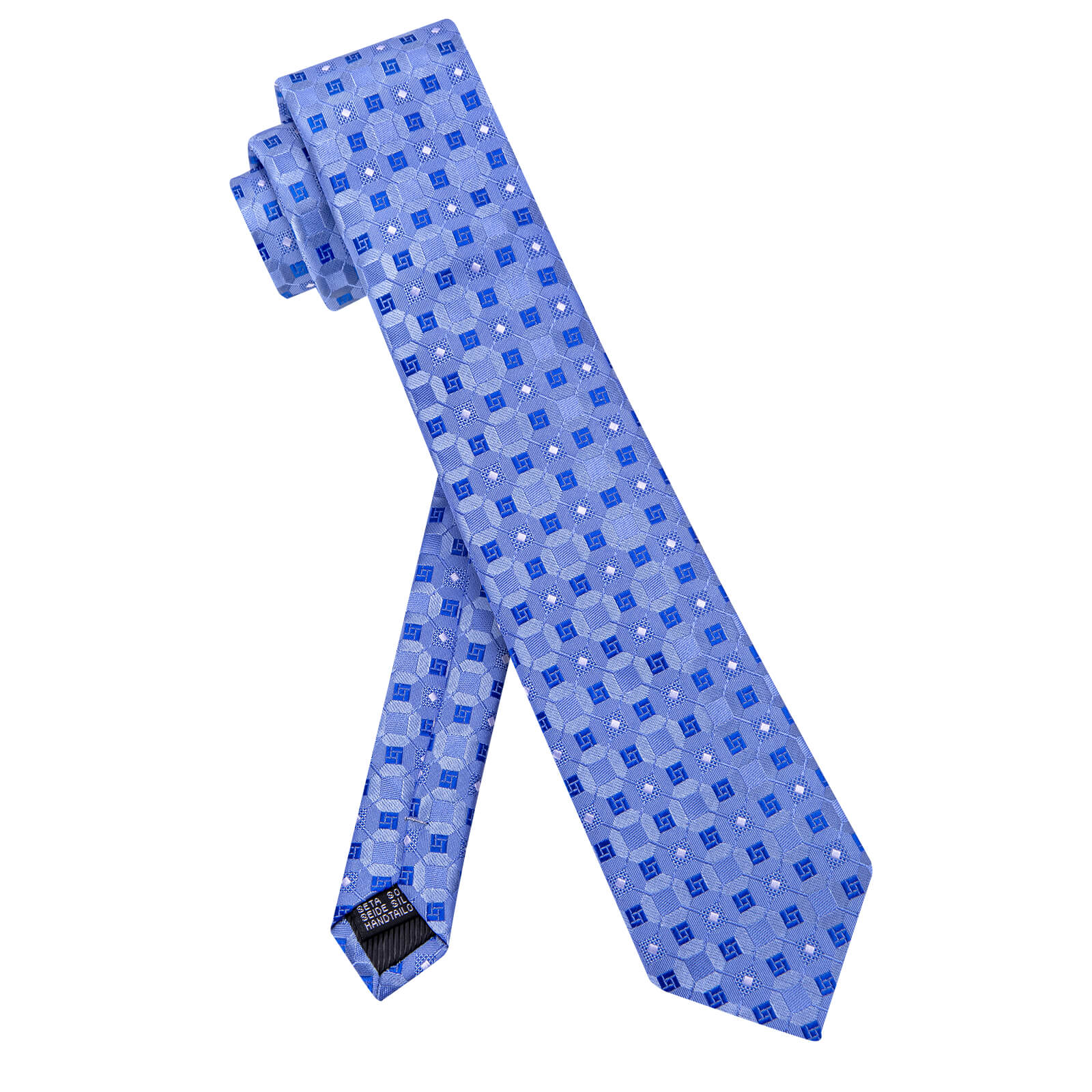 GentCrest Blue Plaid Tie Hanky Cufflinks Set - Image 4