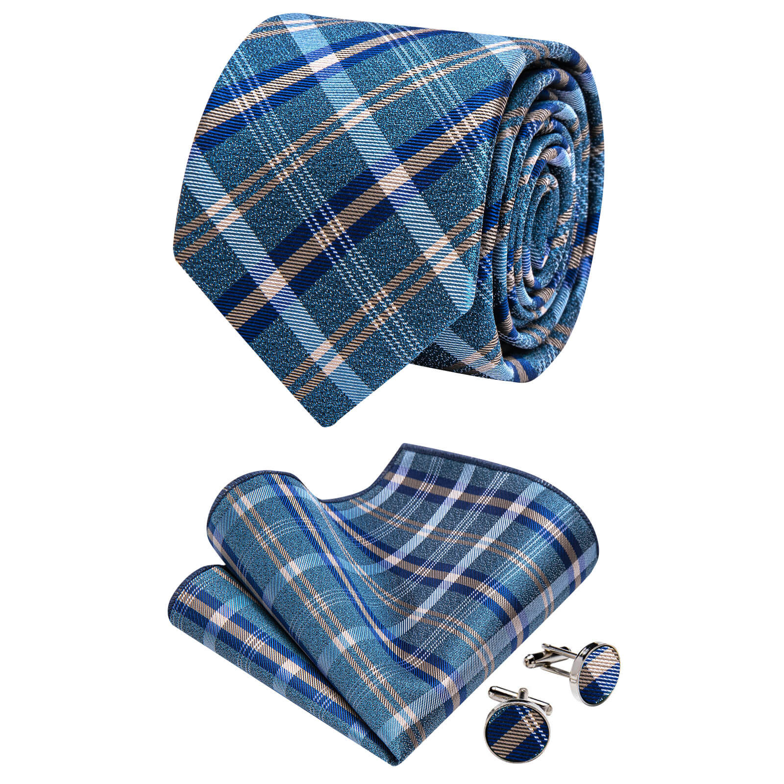 GentCrest Blue Striped Tie Hanky Cufflinks Set - Image 1