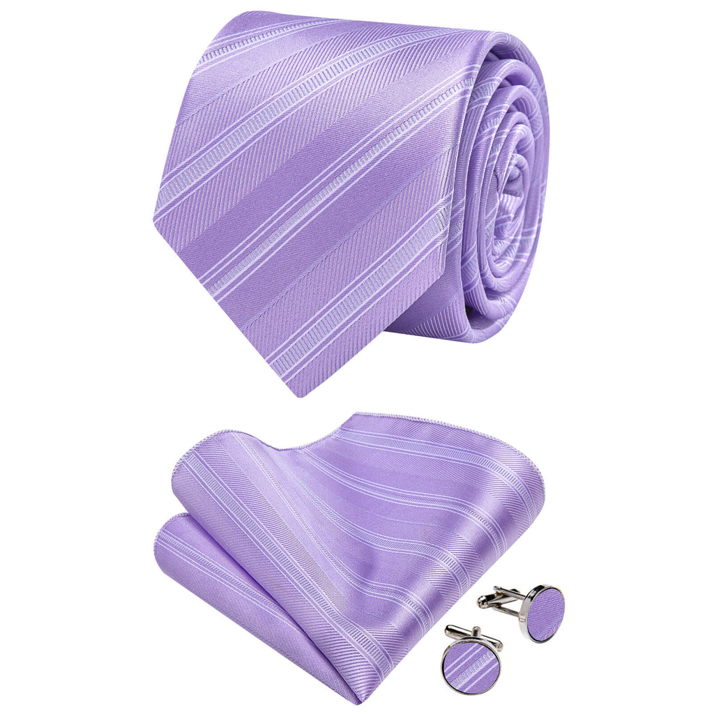GentCrest Purple Striped Tie Hanky Cufflinks Set - Image 1